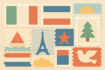 Timbres colorés abstraits