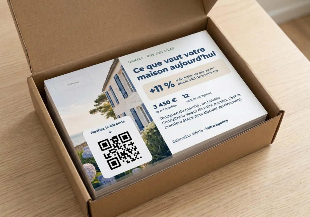 Flyers A6 avec QR code, livrés en boîte