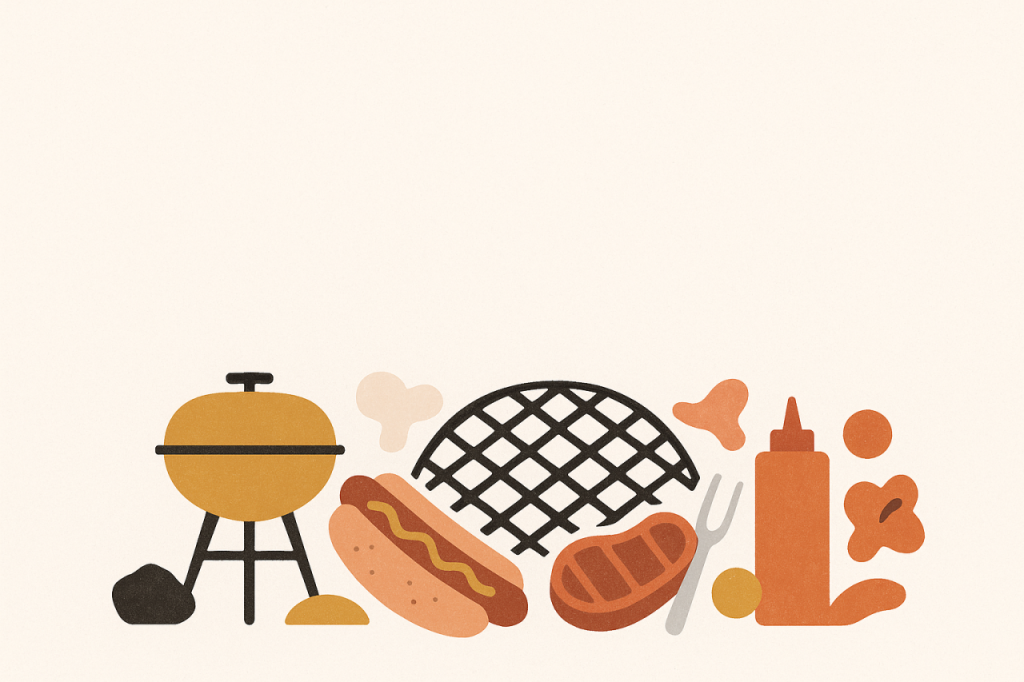 Illustration barbecue rétro