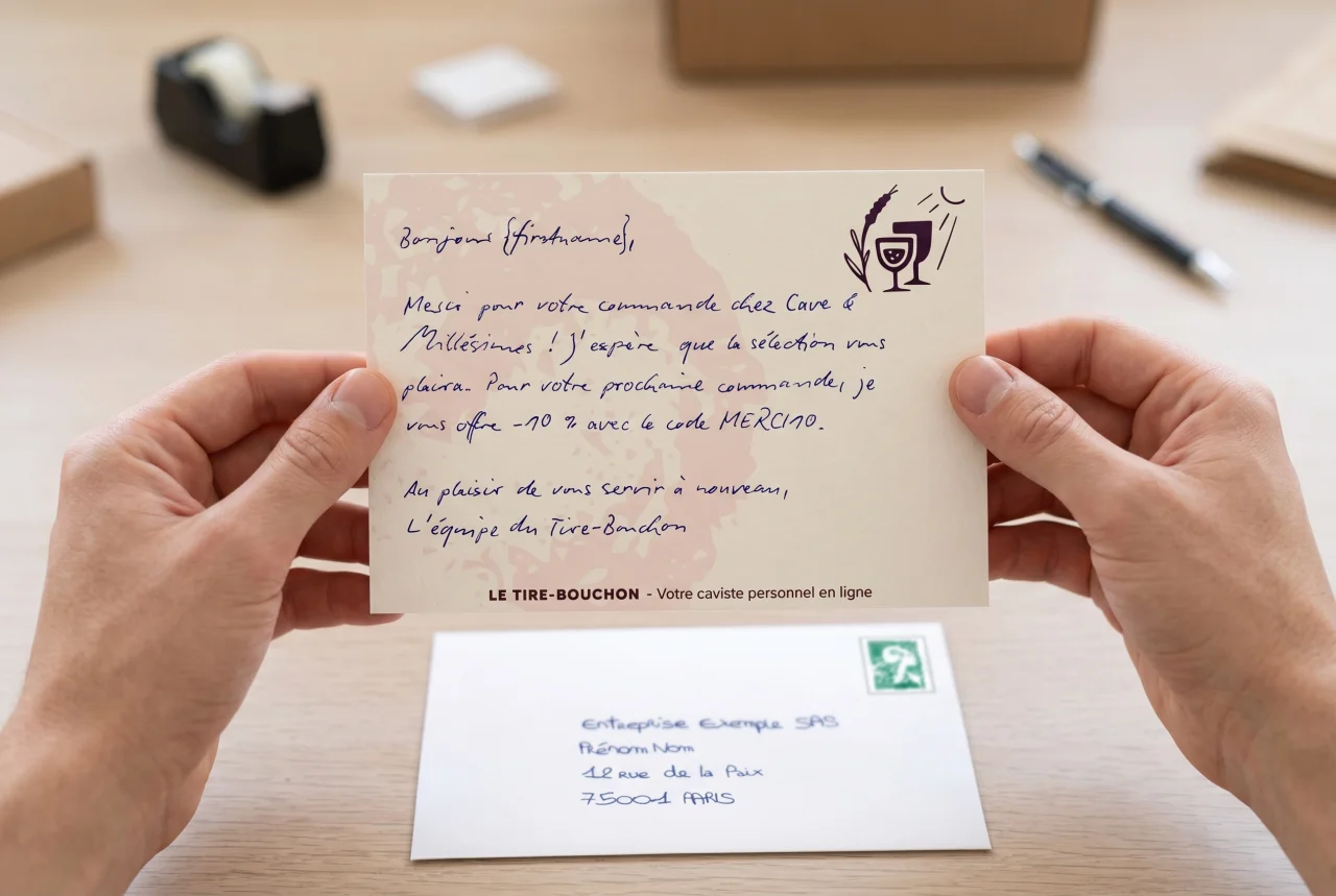 Carte de remerciement après commande