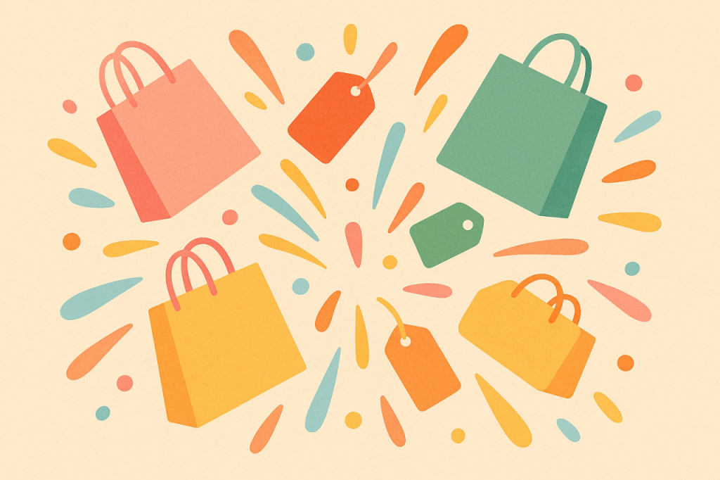Sacs et étiquettes colorés