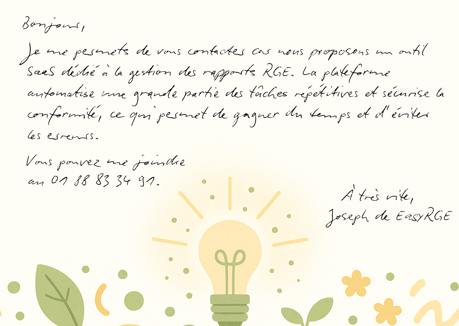 Exemple de courrier personnalisé