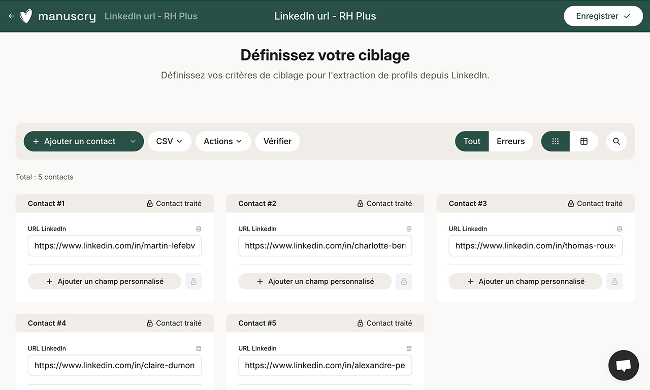Données LinkedIn enrichies