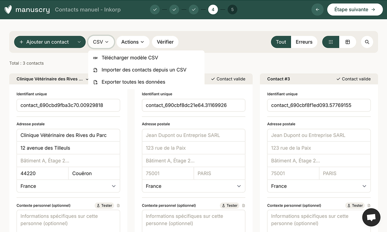 Import de données client