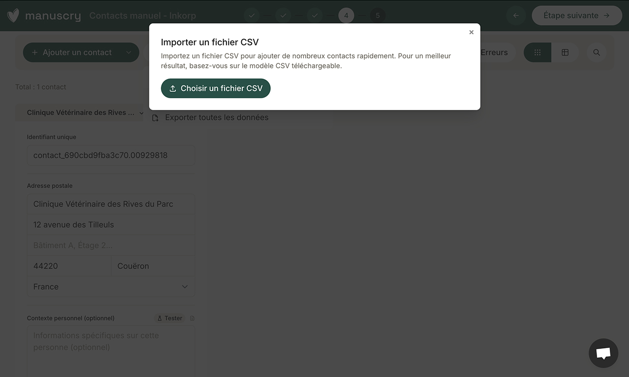 Import de données client